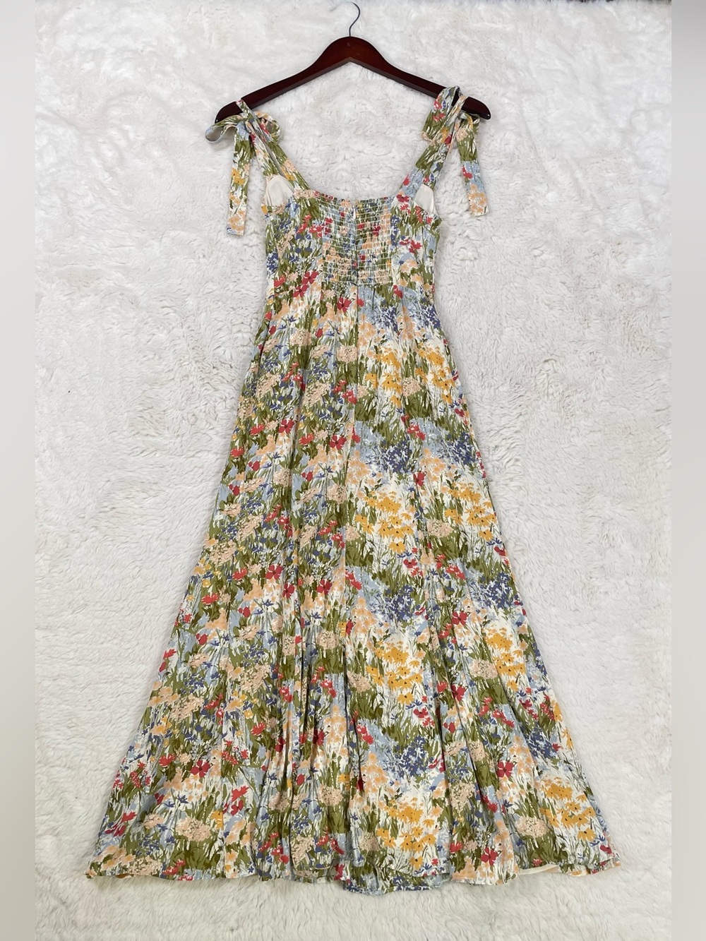 Reformation Multi-Color Floral Tie-Shoulder Midi Dress Size 0 - Picture 8 of 8